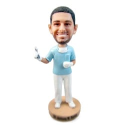 (image for) Personalized Male Dentist With Extracted Tooth Bobblehead Gift