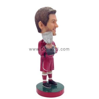 (image for) Custom bobbleheads champion soccer player holding a trophy personalized bobblehead with your face