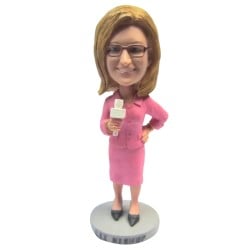 (image for) Custom Bobblehead For Female Host TV Reporter Personalized NewsWoman Gift