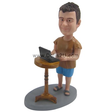 (image for) Personalized Bobblehead Boss Working With Laptop Funny Gift For Him