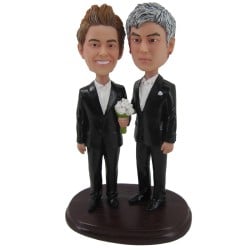 (image for) Male Same-sex Custom Wedding Bobbleheads Cake Toppers