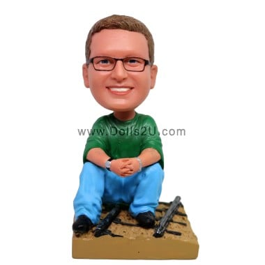 (image for) Custom Casual Male Sitting On Rail Bobblehead