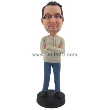  Custom Leisure Male With Arms Crossed Bobblehead Item:13027