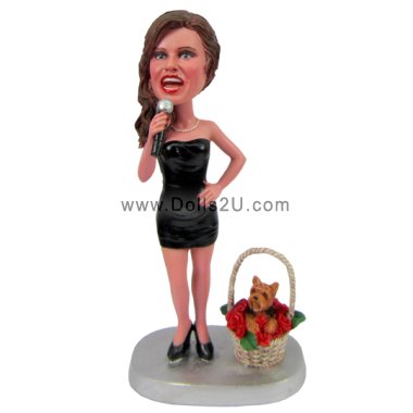 Custom Bobblehead Female Singer With Pet