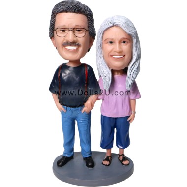 Custom Couple Bobbleheads-Anniversary Gift For Father And Mother