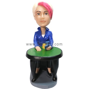 (image for) Creative Custom Bobblehead Female Poker Player 3D Bobble Head Gift Sculpted From Your Pictures Item:42976