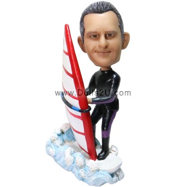 Personalized Wind Surfer Windsurfing Bobblehead Gift