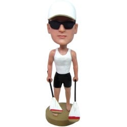 (image for) cusom male kayaker holding kayak paddle bobblehead