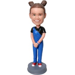 Custom Bobblehead Girl In Suspender Jeans Gift For Her