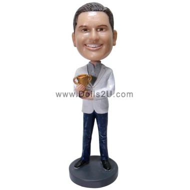 (image for) Male Holding A Trophy Custom Bobblehead