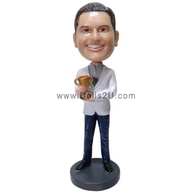  Male Holding A Trophy Custom Bobblehead Item:36371