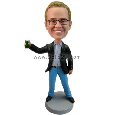 (image for) Custom Bobblehead Male Holding A Beer