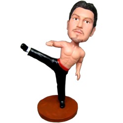 Custom Bobblehead Kung Fu Master Showing A Bruce Lee Like Kick