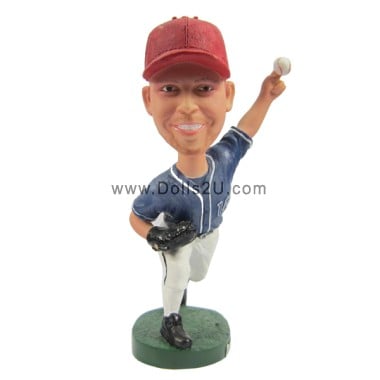 (image for) Personalized Left Handed Baseball Pitcher Bobblehead - Premium Custom Figure Bobbleheads