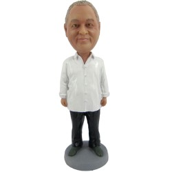  Custom Father Bobbleheads Old Man In Shirt, Unique Father's Day Gifts, Boss's Day Gifts