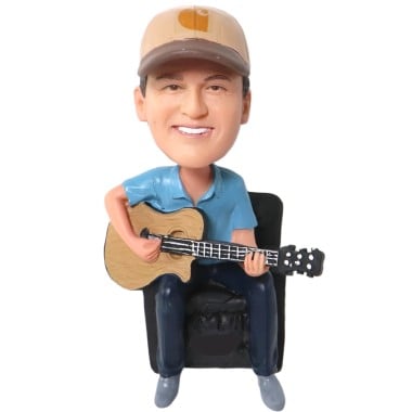 (image for) Custom Bobblehead Guitar Player Sitting On Sofa