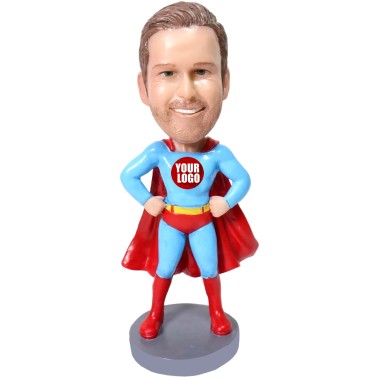 (image for) Custom Super Dad Bobblehead – Personalized Father's Day Gift with Any Cloak Color & Logo
