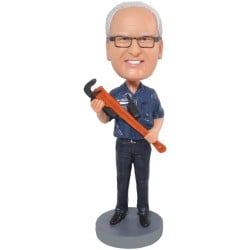 (image for) Custom Bobblehead for Property Manager with Work Outfit and Pipe Wrench