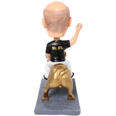 (image for) Custom Bobblehead Male Boss Holding A Bitcoin Riding Golden Bull