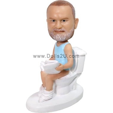  Custom Bobblehead Man On Toilet Reading Newspaper