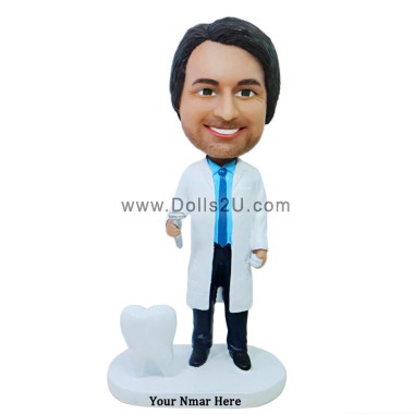 (image for) Personalized Dentist Gift - Custom Bobblehead Male Dentist Holding Dental Drill