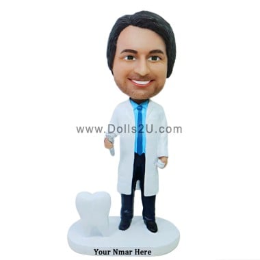  Personalized Dentist Gift - Custom Bobblehead Male Dentist Holding Dental Drill