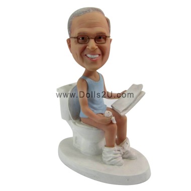 (image for) Custom Bobblehead Man on Toilet Reading Newspaper