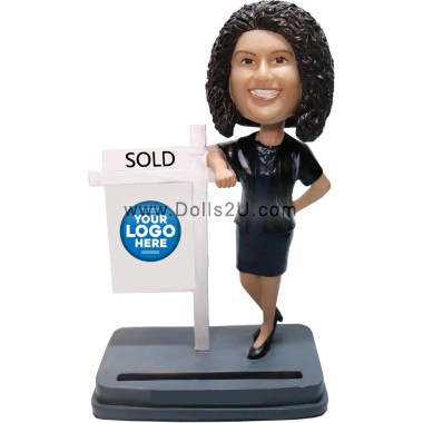 (image for) Custom Business Card Holder With Company Logo Custom Business Woman Bobblehead