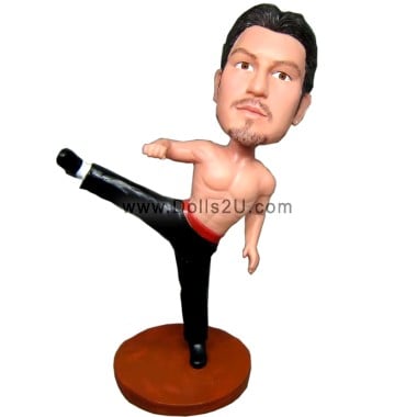  Custom Bobblehead Kung Fu Master Showing A Bruce Lee Like Kick