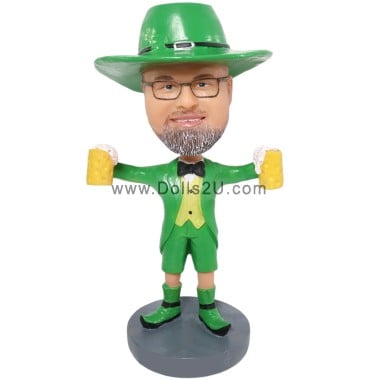(image for) Personalized Bobblehead St. Patrick's Day Irish Leprechaun Mantle Mates Figure From Your Pictures