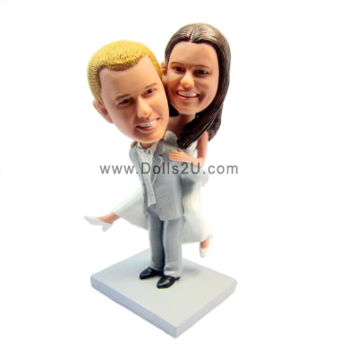 (image for) Custom Wedding Bobbleheads Cake Topper Groom Carrying Bride Anniversary Gift