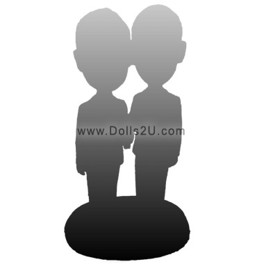 fully customized same sex wedding bobblehead cake toppers