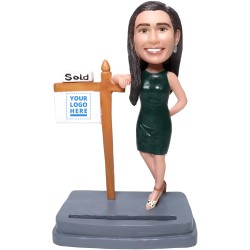 (image for) Custom Business Woman Bobblehead Card Holder With Your Company Logo
