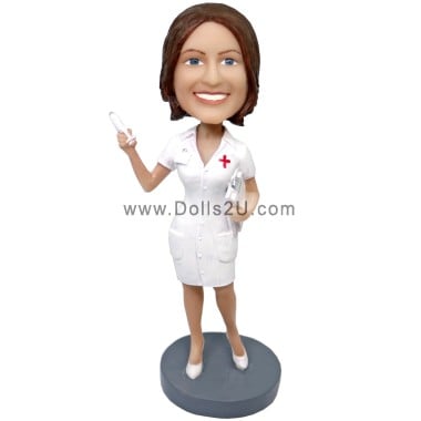 (image for) Custom Bobblehead Female Nurse With Syringe