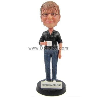 (image for) Custom Office Woman Holding Coffee Bobblehead