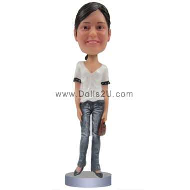 (image for) Custom Casual Lady Holding A Purse Bobblehead