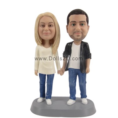 (image for) Valentine's Day Gifts Custom Bobbleheads Couple Holding Hands Anniversary Gift