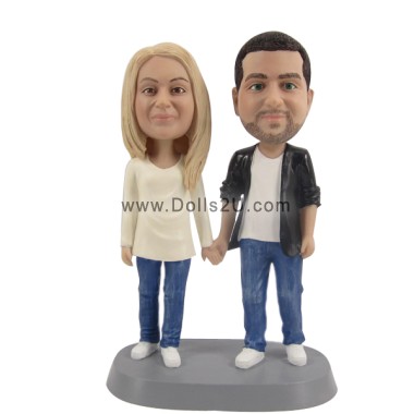  Custom Bobbleheads Couple Holding Hands Anniversary Gift Item:13433