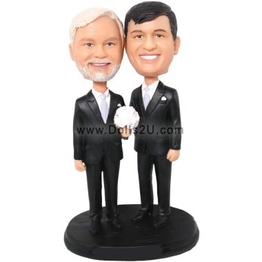 (image for) Custom Gay Wedding Bobbleheads Cake Toppers