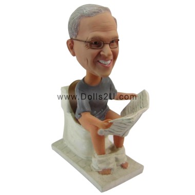  Custom Bobblehead Man Sitting On Toilet Reading Newspaper