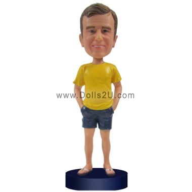  Custom Dad Wearing Sandals With Hands In Pockets Bobblehead Item:13542