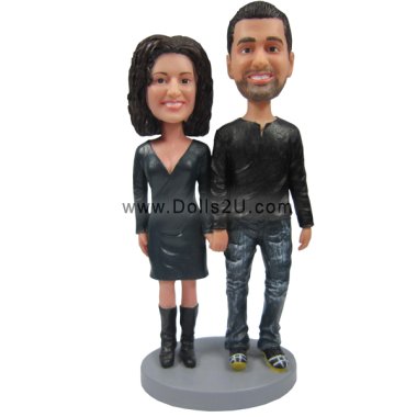 Custom Bobbleheads Couple In T-shirt and Dress