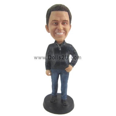  Custom Bobblehead Male In Hoodie Gift For Dad Item:52240