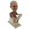 Custom Bobblehead Man Sitting on Toilet Reading Newspaper