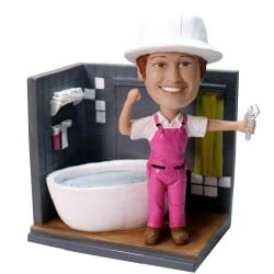  Personalized Female Plumber Bobblehead, gift for plumber