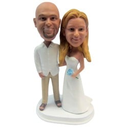 (image for) Custom Wedding Bobbleheads Cake Topper