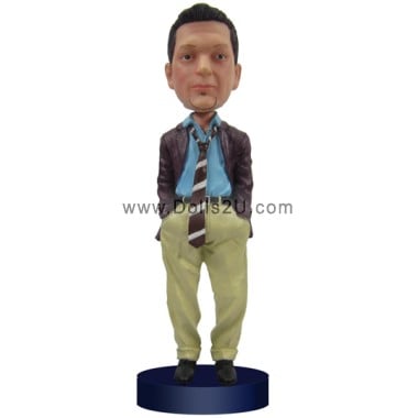  Custom Bobblehead Casual Businessman In Suit With Tie Item:13618