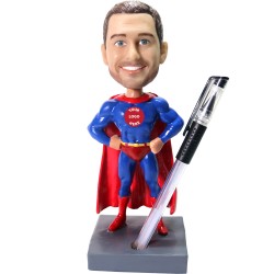 Personalized Super Hero Pen Holder Bobblehead