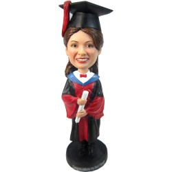 Custom Bobblehead Female Graduates In Graduation Gown With A Diploma