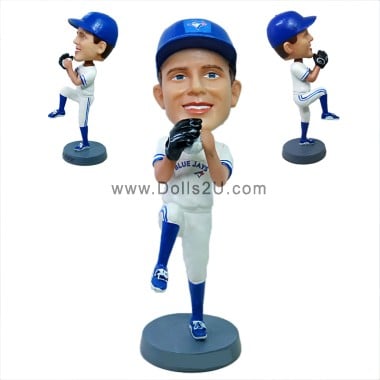  Custom Bobblehead Left Handed Baseball Pitcher - Personalized Premium Figure Bobbleheads Item:13726